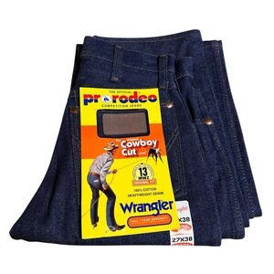 NWT Wrangler 13MWZ Cowboy Cut Denim Jeans Original Fit Rigid Indigo Sz 27x38